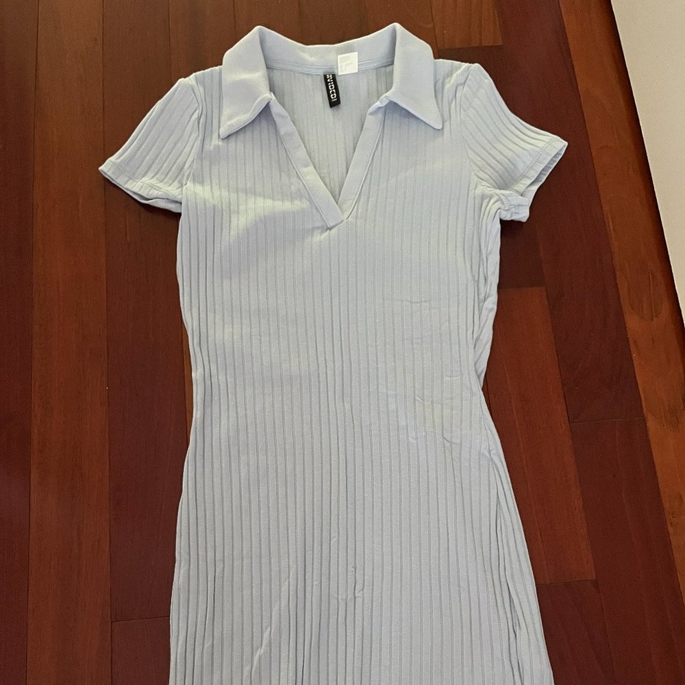 H&M Women's Blue T-shirt Polo Dress